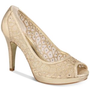 Adrianna Papell Foxy Peep-Toe Mesh Evening Pumps Women's Shoes
