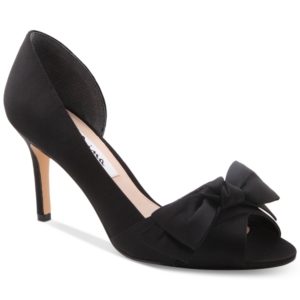 Nina Forbes 2 Bow Peep-Toe D'Orsay Evening Pumps Women's Shoes