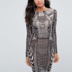 Forever Unique Patterned Bodycon Mini Dress - Multi