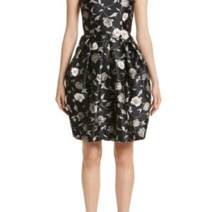 Women's Carmen Marc Valvo Embellished Applique Floral Jacquard Cocktail Dress