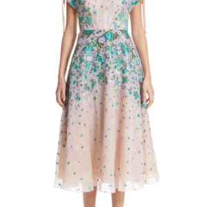 Women's Lela Rose Floral Matelasse Cold Shoulder Dress