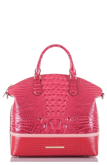 Brahmin Large Duxbury Croc Embossed Leather Satchel - Pink