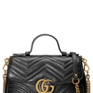 Gucci Small Gg Marmont 2.0 Matelasse Leather Top Handle Bag - Black