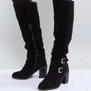 Miss KG Heeled Over The Knee Buckle Boot - Black