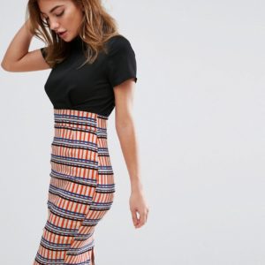 Vesper Two In One Printed Pencil Dress - Black