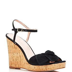 kate spade new york Women's Janae Suede Knotted Platform Wedge Sandals