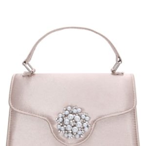Nina Imitation Pearl Ornament Lady Bag - Beige