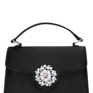 Nina Imitation Pearl Ornament Lady Bag - Black
