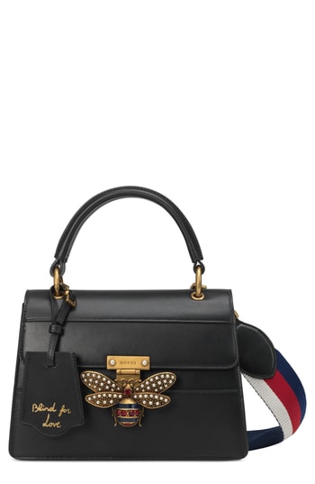 Gucci Queen Margaret Top Handle Leather Satchel - Black