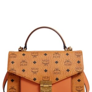 Mcm Medium Patricia Visetos Coated Canvas Satchel - Brown
