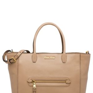 Miu Miu Madras Leather Satchel - Beige