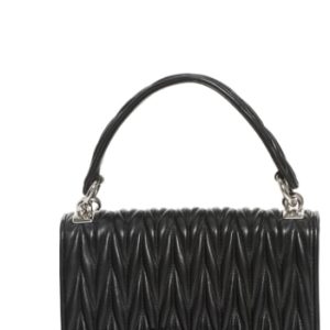 Miu Miu Matelasse Quilted Lambskin Leather Top Handle Bag - Black