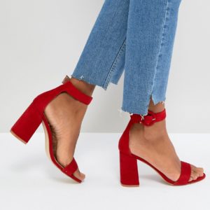 RAID Genna Red Block Heeled Sandals - Red