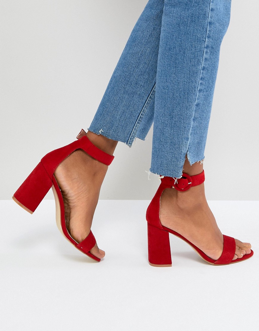RAID Genna Red Block Heeled Sandals - Red