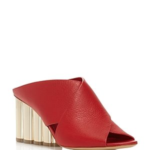 Salvatore Ferragamo Women's Lasa Leather Crisscross Floral Wedge Slide Sandals