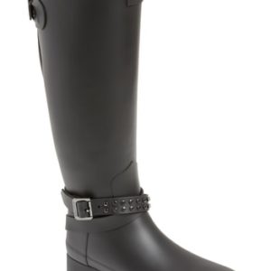 Women's Hunter Refined Adjustable Back Knee High Rain Boot, Size 5 M - Black