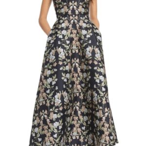Women's Ml Monique Lhuillier Floral Jacquard Maxi Dress