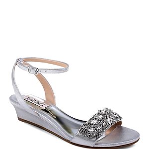 Badgley Mischka Women's Hatch Embellished Satin Demi Wedge Sandals