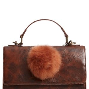 Muche Et Muchette Eleanor Faux Leather Satchel With Faux Fur Pom - Brown