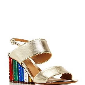 Salvatore Ferragamo Women's Gavi Leather Rainbow Floral Wedge Slingback Sandals