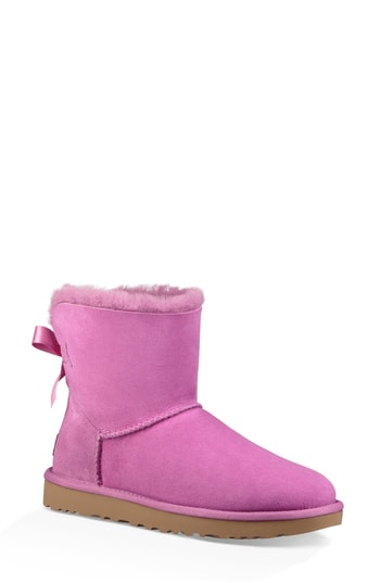 Women's Ugg Mini Bailey Bow Ii Genuine Shearling Bootie, Size 5 M - Purple