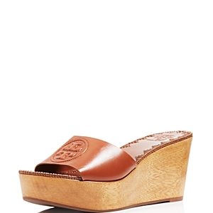 Tory Burch Women's Patty Leather Platform Wedge Slide Sandals