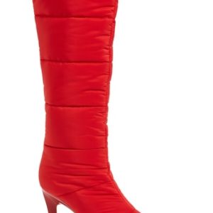 Women's Jeffrey Campbell Apris Knee High Puffer Boot, Size 5 M - Red